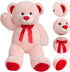 Giant Teddy Bear Stuffed Animal Plush with Red Ribbon Bow, 36 inch Pink Valentine's Day Gift for Kids and Girlfriend