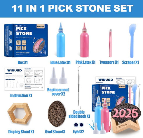 2Pcs Pick and Peel Stone Kit, Skin Picking Fidget Toys, Picky Pad Stone, Pick Stone Kit for Anxiety Relief, Adult