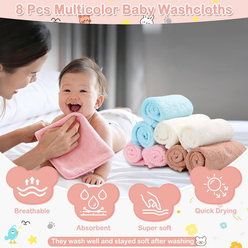 Sublaga 14 Set, 4 32x32 8 2 Pcs Baby Towels, Soft Baby Towel and Washcloths Pcs in Hooded Bath Towel, Pcs Baby