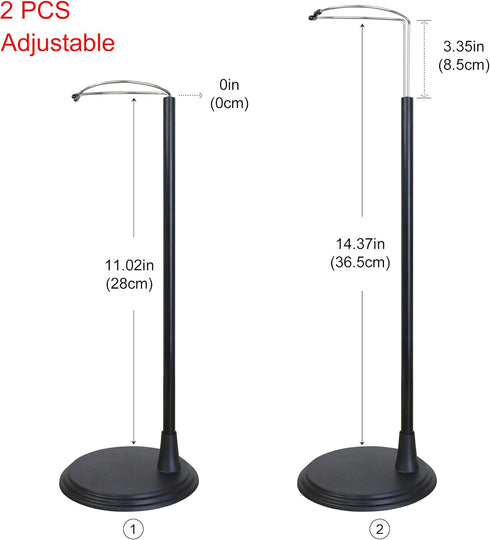 ZITA ELEMENT 2 Pcs Adjustable Doll Stand Holders Base for 14 Inch - 18 Inch Doll Accessories – Black.
