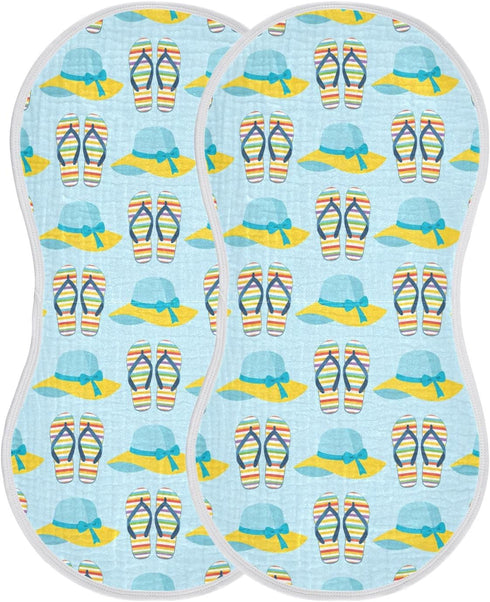 decor gift Summer 4 Pack 22x11in Cotton Muslin Burp Cloths Large Soft and Absorbent? Blue Flipflop Baby spit up Cloth