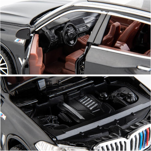 BDTCTK 1:32 Compatible X5 SUV Model Car Toy, Zinc Alloy Pull Back Car with Sound and Light (Black)