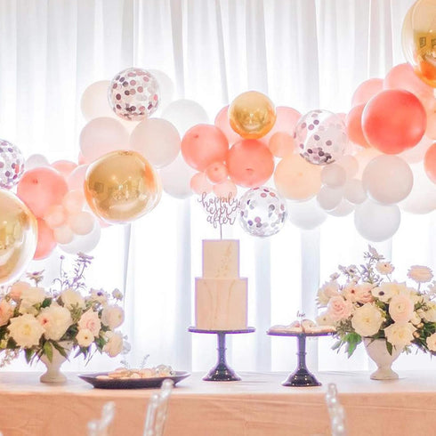 Soonlyn 140 Pack Rose Gold Balloons, 12 Inch Gold & Pink, Pink Confetti Arch Kit for Showers