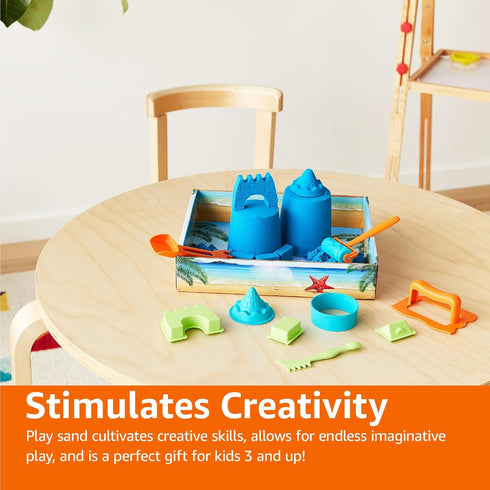 11 3lbs 3 Amazon Basics Piece Moldable Sensory Sand Toy Kit with Castle Molds and Tools, Blue Color, for Kids Ages