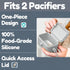 2 Baby's Aid Silicone Pacifier Case, No Open Slot with Patented Closure, Dishwasher Safe, Attaches to Diaper Bag