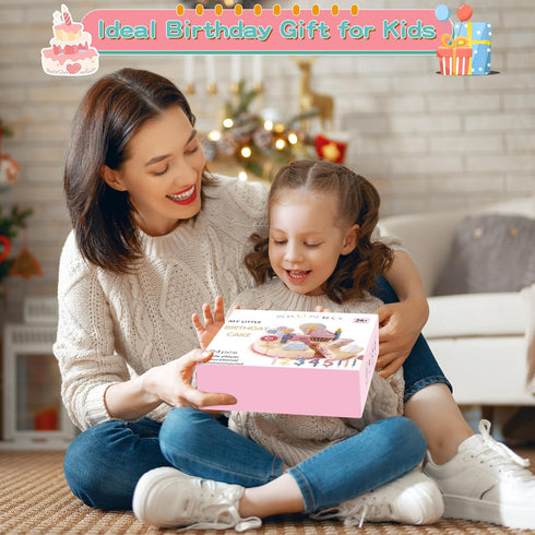 Set Birthday Party Cake Toys, Wooden Play Food for Kids Toddlers, Play Kitchen Toys for Boys Girls, Educational Toys