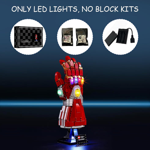 LED Light Kit for Lego 76223 Marvel Nano Gauntlet Set, Compatible with Lego 76223 Model (Not Include Blocks Set)