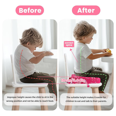 4" 2 Toddler Booster Seat for Dining Table, Kids Booster Seat for Kitchen Chair with Non-Slip Bottom, Portable
