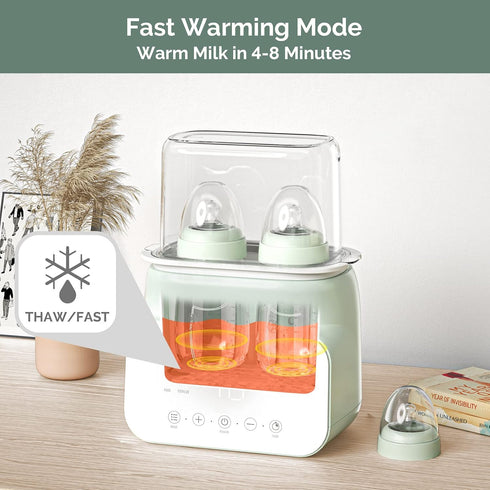 7 1 Baby Bottle Warmer, in Fast Bottle Warmer for Breastmilk, Food Heater&Thaw with Timer, Formula Milk Warmer with LCD