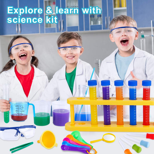 INNOCHEER Kids Science Experiment Kit with Lab Coat, Scientist Costume Dress Up for Boys and Girls Age 6+
