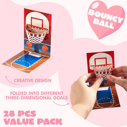 36 JOYIN Pcs Valentines Day Soccer Football Volleyball Basketball with Sports Game Cards for Kids Valentine's Classroom