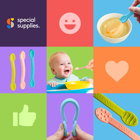 3 Pack, Special Supplies Duo Spoon Oral Motor Therapy Tools, Textured Stimulation and Sensory Input Treatment
