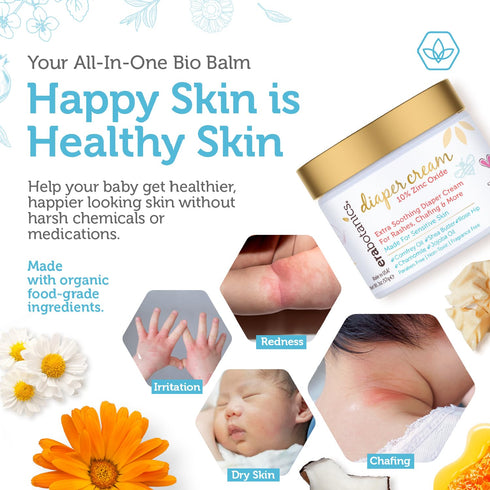 Era Organics Diaper Rash Cream For Baby - Extra Soothing and Moisturizing with Zinc Oxide, Organic Aloe Vera