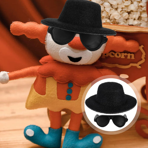 TOYANDONA Doll Glasses Mini Formal Hat Set: 20pcs Miniature Doll Hats & Black Sunglasses