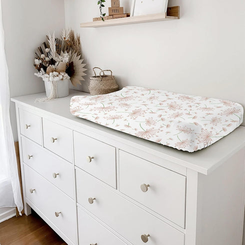 Boho Pink Floral Baby Changing Pad Cover, Soft Breathable Nursery Bedding Cradle & Bassinet Sheets 32''x16'' Vintage
