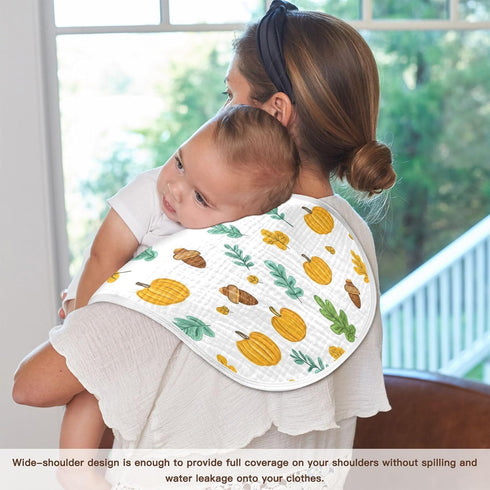 YETTASBIN Autumn Pumpkin Muslin Baby Burp Cloth, Super Soft Absorbent Cotton Burp Rag Baby Bibs Feeding Cloth