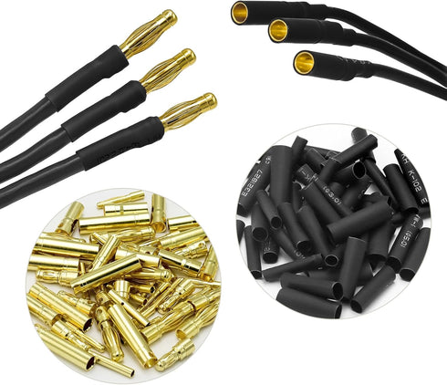 GOUPRC RC Bullet Connectors 2mm 3.5mm 4mm Female Male Gold Banana Plug with Heat Shrink Tube