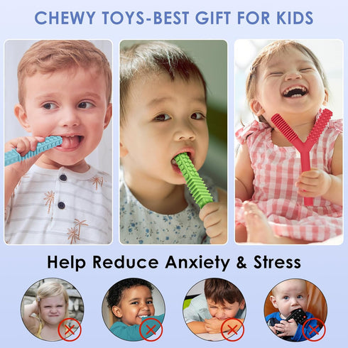 ERKOON Sensory Chew Toys for Autistic Children, 5 Pack Silicone Chewy Tube Oral Motor Tools for Sensory Kids