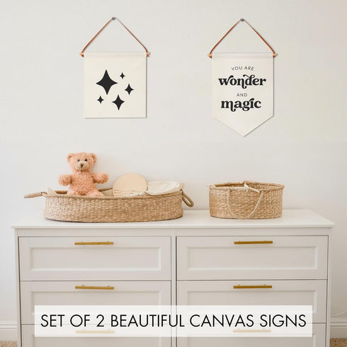 Set 2 KIBAGA Beautiful Nursery Wall Decor Signs - of Cute Designs That Are Perfect for Your Toddlers or Kids Playroom
