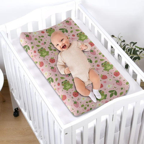 Frog Changing Pad Cover for Baby Infant Newborn Cute Strawberry Diaper Changing Pad Covers Soft Breathable Baby Nursery