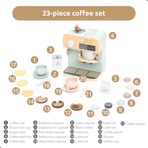 Set 3 4 5 6 UMU Wooden Toy Coffee Maker for Kids Pretend Play Kitchen Accessory for Toddlers Role Play Espresso Machine