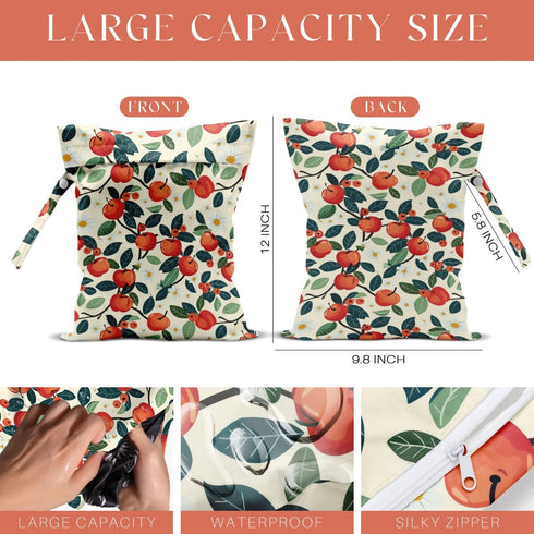 VBCVBGFH 4 Pack Cute Fruit Wet Bag Waterproof Washable Reusable Wet Dry Bag for Swimsuit Clothes Cloth Diaper Travel