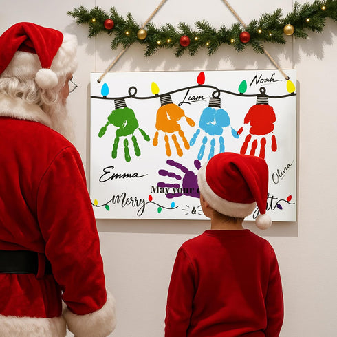 Epakh May Your Days Be Merry and Bright, Christmas Handprint Craft Kit, DIY Fingerprint Art for Family Activity