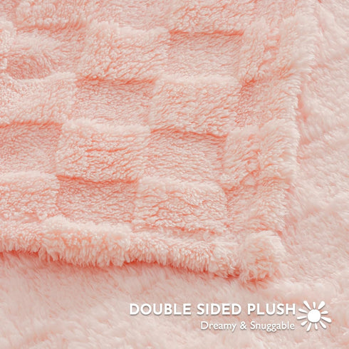 Cozy 30 40 Inches, Checkered Baby Blankets Double-Sided Fleece Plush Baby Blankets for Girls, Lightweight Soft and Warm
