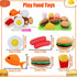 77Pcs 3 Pretend Play Kitchen Accessories for Kids, Cutting Fruits Vegetables Hamburger Toy Kitchen Accessories