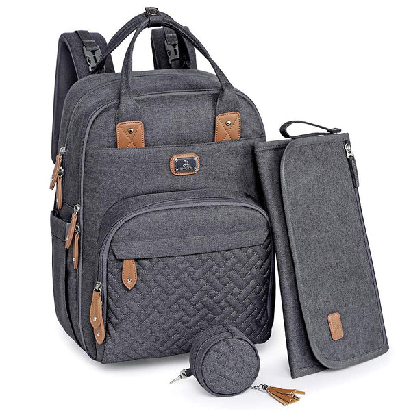 Dikaslon Diaper Bag Backpack - Large Unisex Baby Bags with Portable Changing Pad, Pacifier Case, Stroller Straps