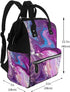 QSMJKLD Backpack Mommy Daypack Marble Purple Colorful Diaper Bag with Changing Pad, Pacifier Holder - Multifunction