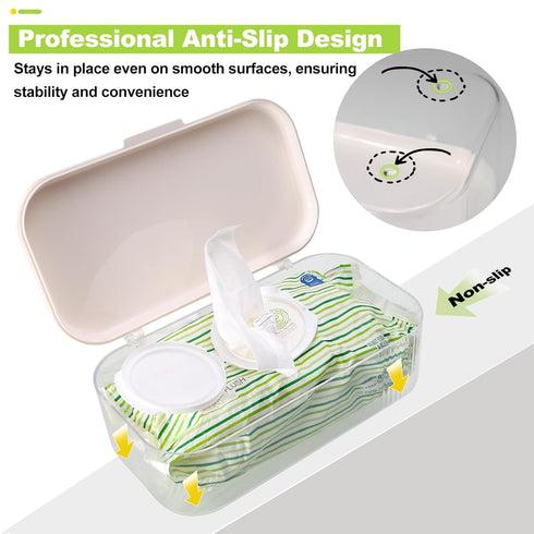Eiszhjk Pack, Wipes Dispenser Compatible with Huggies Flip-Top Clear Refillable Wipe Container, Reusable Wipe Holder