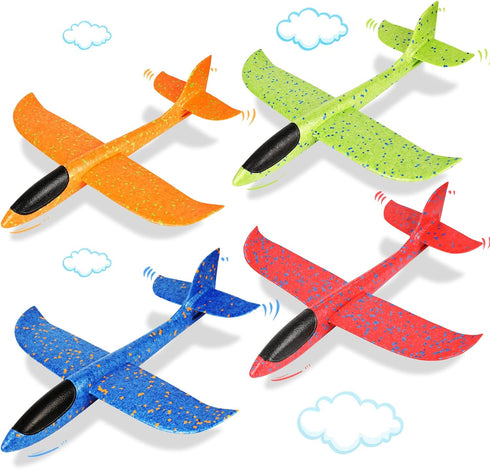 VCOSTORE 4 Pack Foam Airplanes Toys for Kids, 17.5" Large Glider with 2 Flight Modes, Camouflage Color