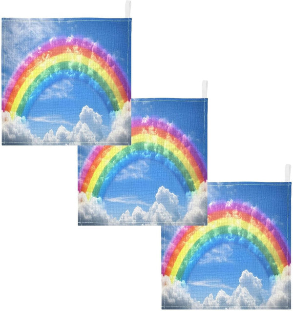 STAYTOP Rainbow Muslin Baby Washcloths Pack of 3 - Soft Face Cloths for