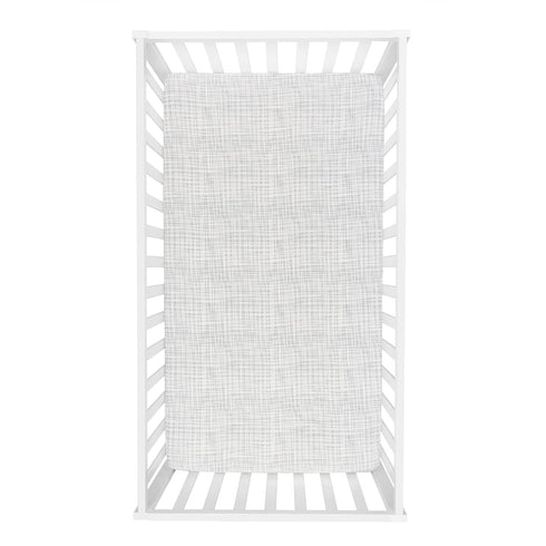 100% 10-Inch 28 52 Criss Cross Fitted Crib Sheet - Cotton; White, Gray; Fully Elasticized; Pockets; Fits Standard Crib