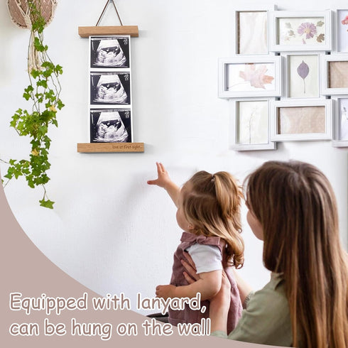 Zyeco 2 Pcs Sonogram Picture Frame, Wooden Magnetic Ultrasound Picture Frame for Refrigerator with Love at First Sight