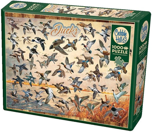 Cobble Hill 1000 Piece Puzzle - Ducks of North America - Sample Poster Included
