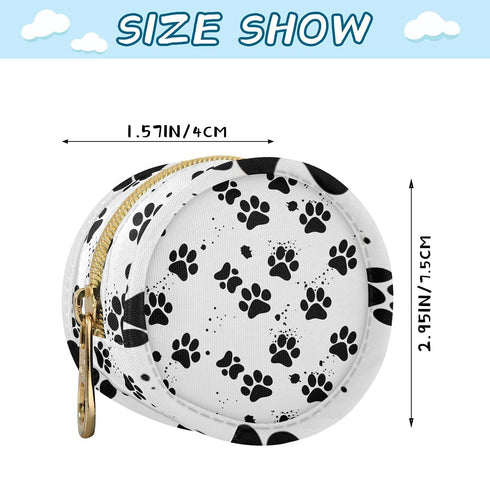 Dog Paw Round Pacifier Storage Case with Zipper, Portable Pacifier Case for Travel, Diaper Bag & Purse, Pacifier