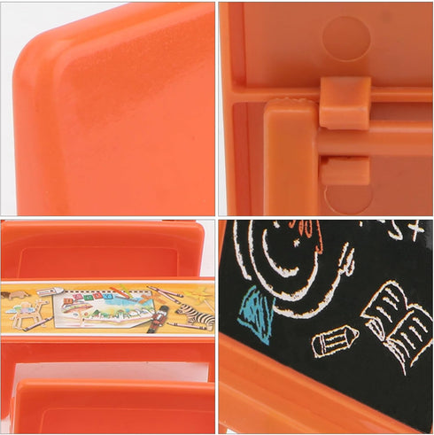 NUOBESTY 13pcs Yellow Table and Chairs, Mini Scene Doll Locker, Kids Desk Mini Classroom Toys