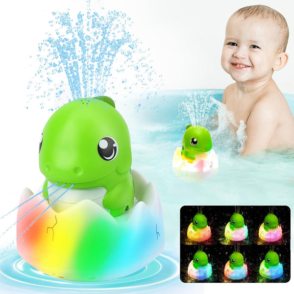 Rechargeable Baby Bath Toys, Dinosaur Light Up Bath Toys, Sprinkler Bathtub Toys for Toddlers Infant Kids