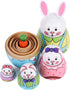 Yoption 5Pcs Russian Matryoshka Dolls, Handmade Wooden Rabbit Bunny Nesting Dolls Set for Kids Christmas Gift