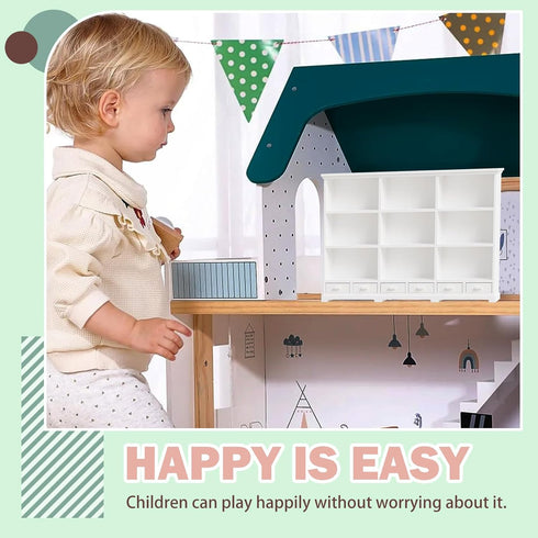 1:12 Scale Dollhouse Bookshelf, Multi-Functional Dollhouse Book Shelf for Displaying Mini Books and Accessories, Great