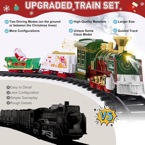 Set Set 3-12 TERRAMUS Christmas Train - Hanging Train Toys with Smoke Light & Sound for Boys Girls,Train Around Under