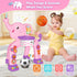 1 2 3 Shemira Toddler Basketball Hoop & Soccer Goal Activity Center Toys with Light & Music,Elephant Toddlers Musical