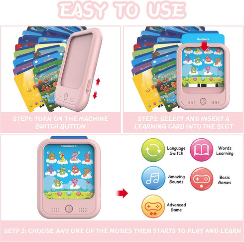 Kids Educational Learning Tablet Toy - Interactive Toy for Learning Alphabets, Colors, Numbers, Foods, Jurassic Park,