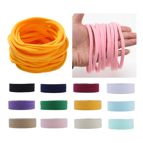 Lawie 60 Pack Super Soft Stretchy Elastic Nylon Headbands, Bow Nude Hairband for Newborn Infant Toddler
