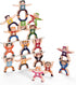 16Pcs Wooden Stacking Toys, Circus Hercules Acrobatic Troupe Toy, Balancing Building Blocks Game for 3-6 Years