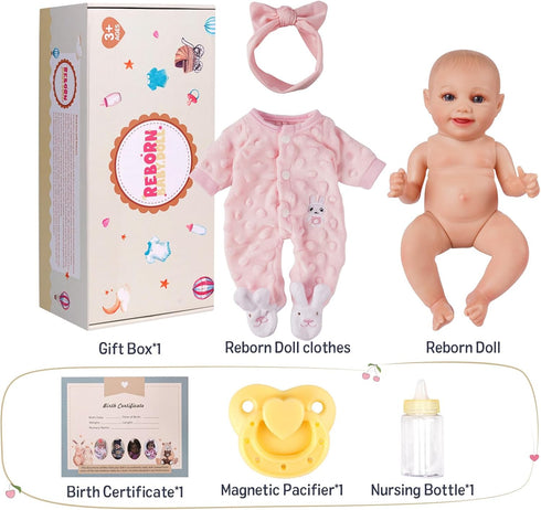 12 Inch Set 3+ BABESIDE Lifelike Reborn Baby Dolls Realistic Baby Doll Sweet Full Vinyl Real Life Baby Dolls Cute Girl