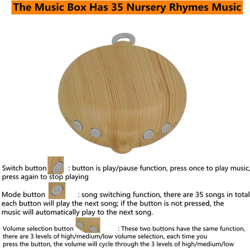 Urvoo 23 inch 35 (58CM) Baby Crib Mobile Bed Bell Holder Arm Bracket,with Battery-Operated Music Box, The Claw Part can