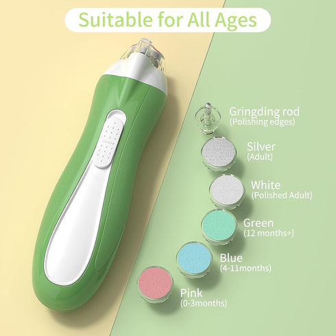Trimmer 6 Baby Nail File Electric, Baby Nail with Grinding Heads for Newborn, Infant, Toddler & Adult, Whisper Quiet